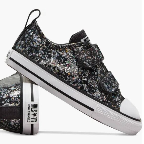 Converse Kids Shoes Chuck Taylor All‎ Star 2 Strap Glitter Sneakers Girls Size 4 - Picture 1 of 13